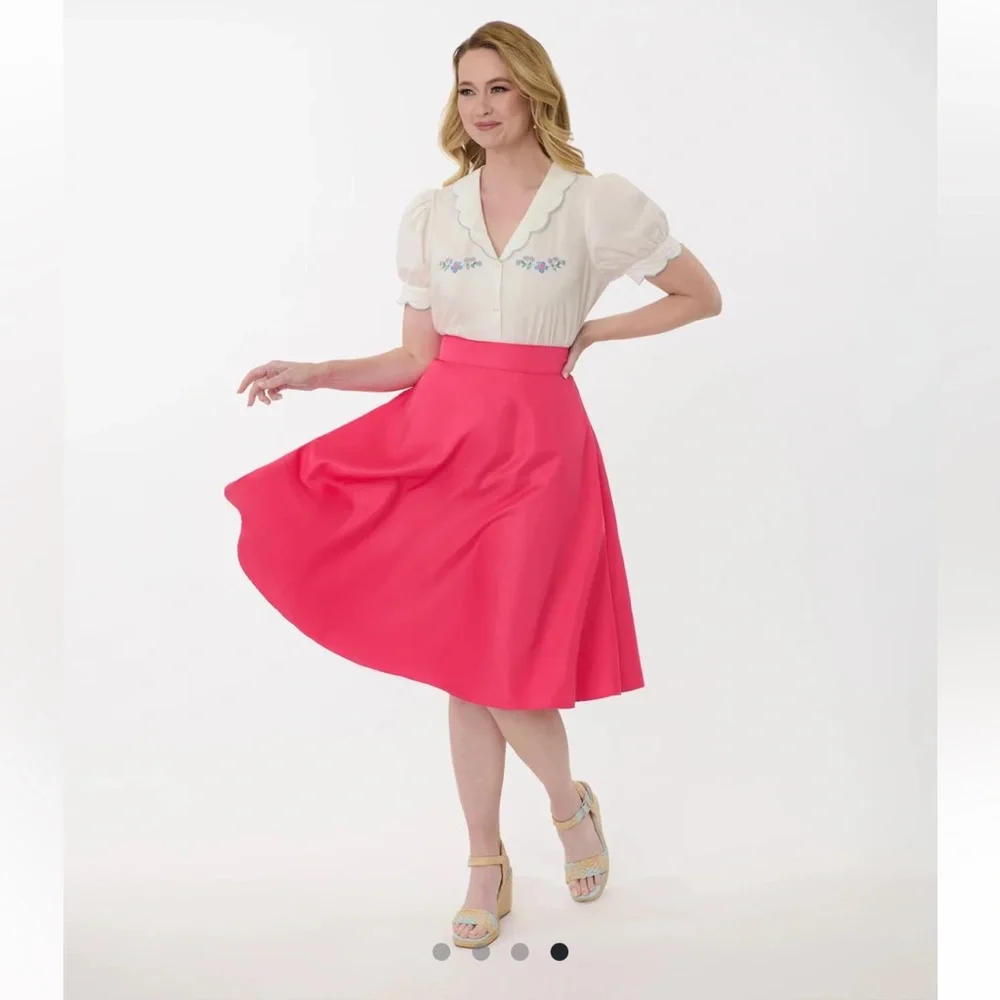 NWT Unique Vintage 1950s
Hot Pink High Waist
Vivian Swing Skirt - Picture 4 of 13